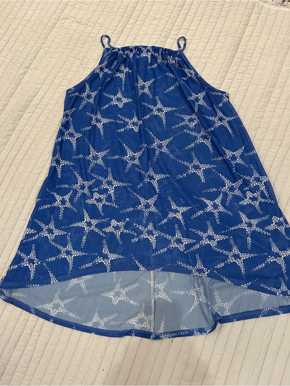 Blue Starfish Print Swim Coverup